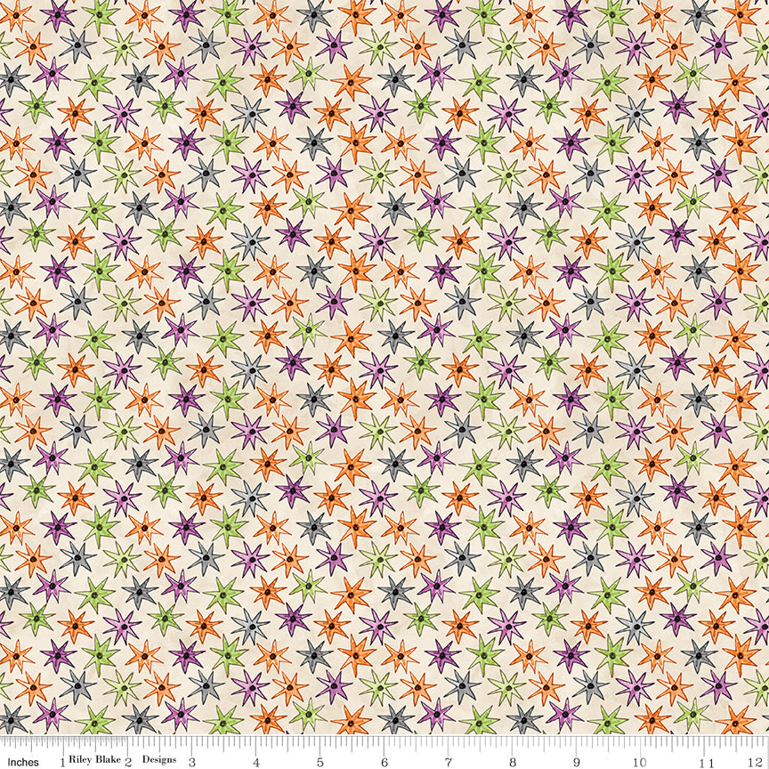 Ghoul Friends Stars Cream Halloween Teresa Kogut Fabric by the Yard
