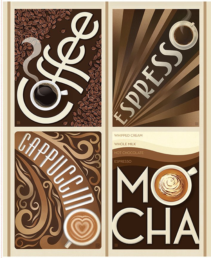 Coffee Time Panel 35.5 x 43.5 inches - Riley Blake Designs - Ray of Sonshine Design