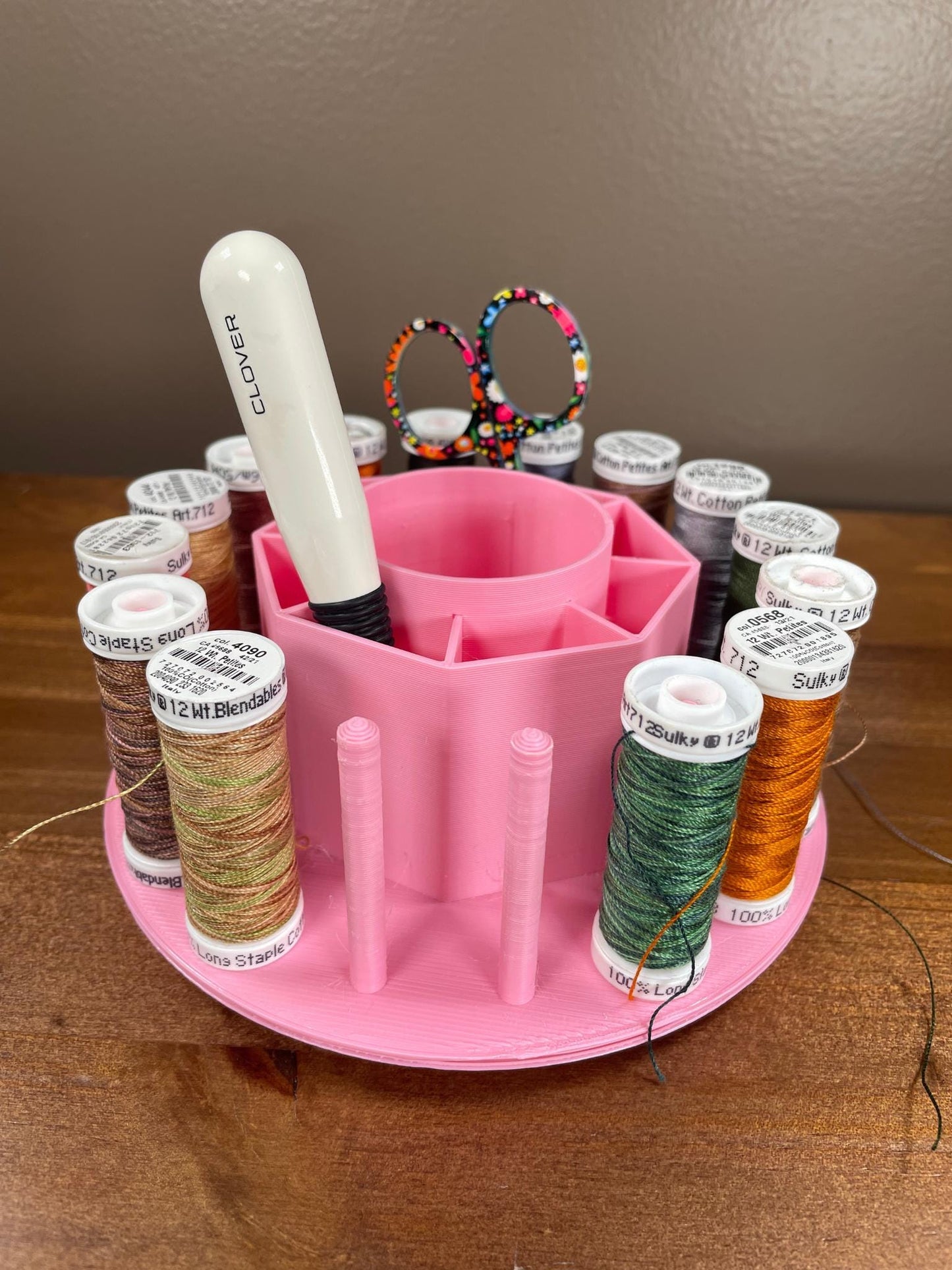 Hand Work Caddy Carousel, Thread Holder for Needlepoint, Embroidery Organization