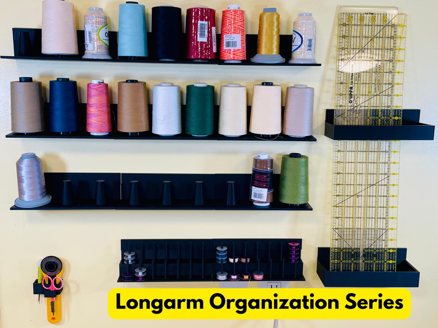 Longarm Organization - Bobbin Shelf - Organize your thread bobbins