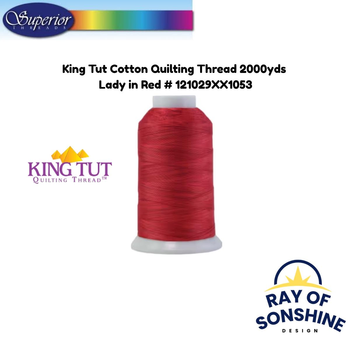 King Tut Cotton Quilting Thread 3-ply 40wt 2000yds - Lady in Red 121029XX1053 - Longarm Thread