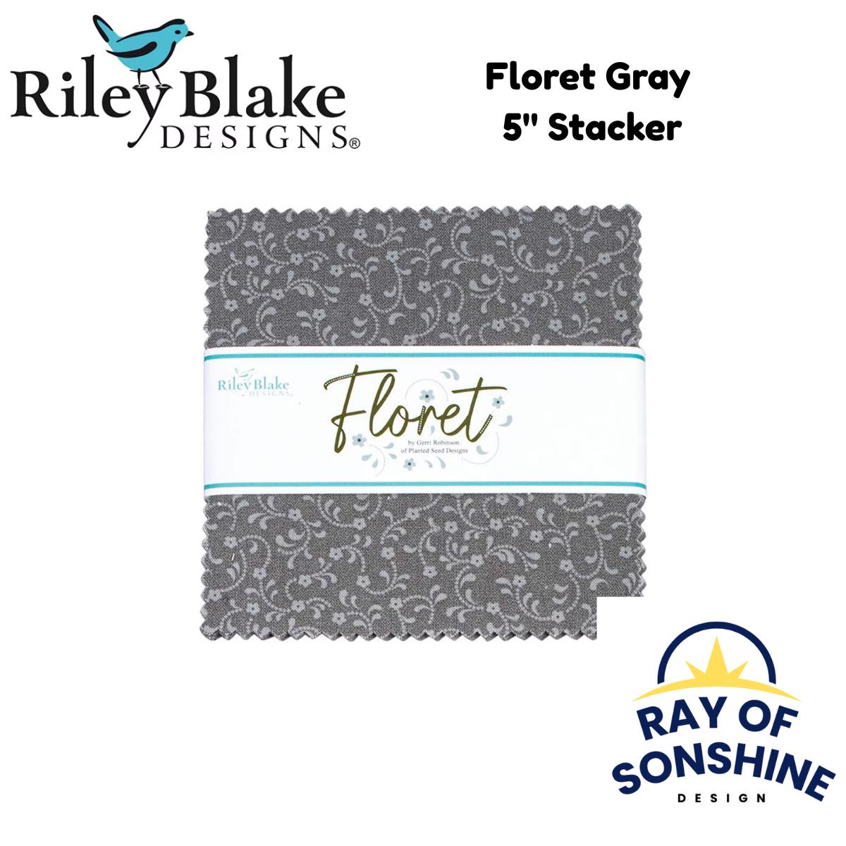 Floret Gray 5" Stacker - Riley Blake Designs - Precuts