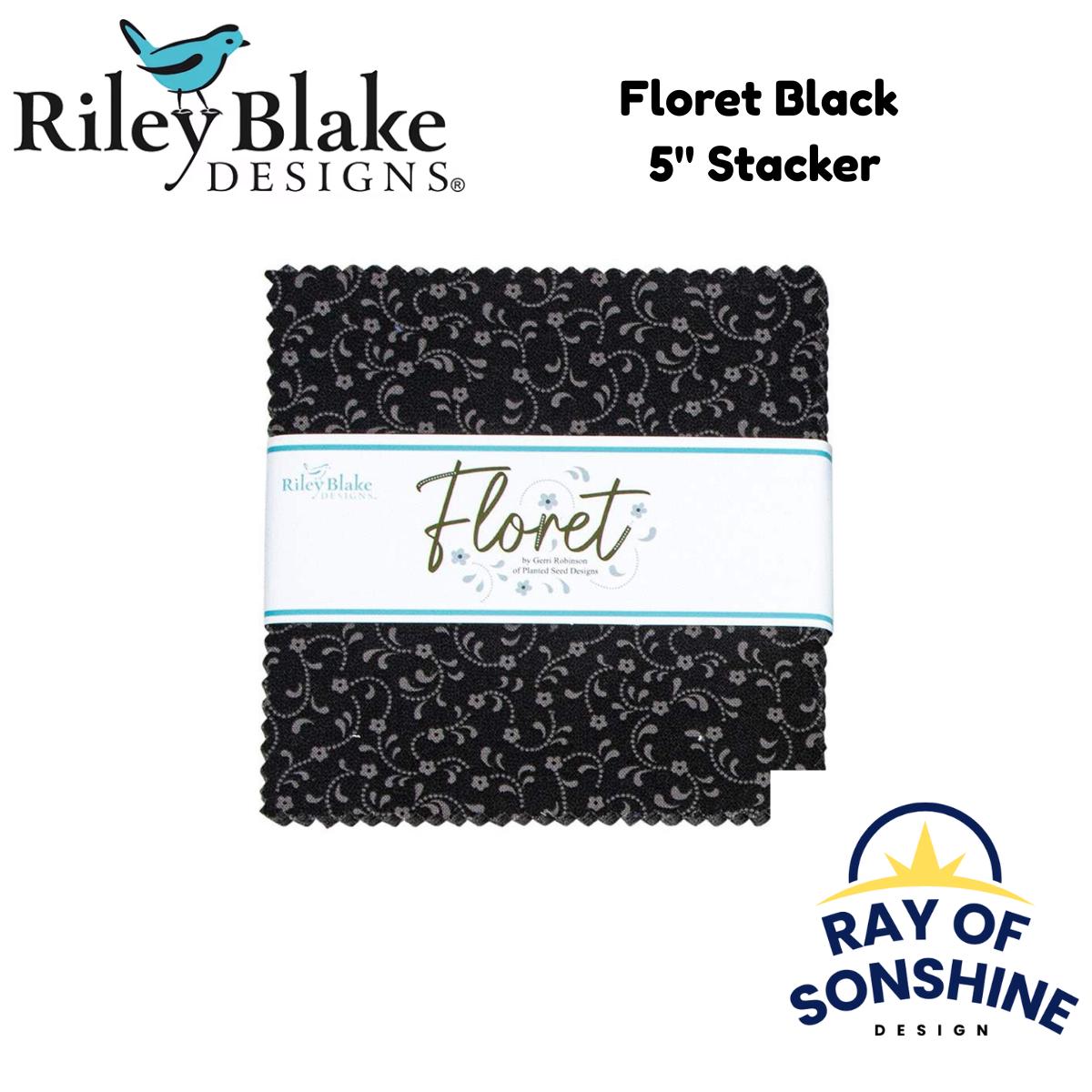 Floret Black 5" Stacker - Riley Blake Designs - Precuts