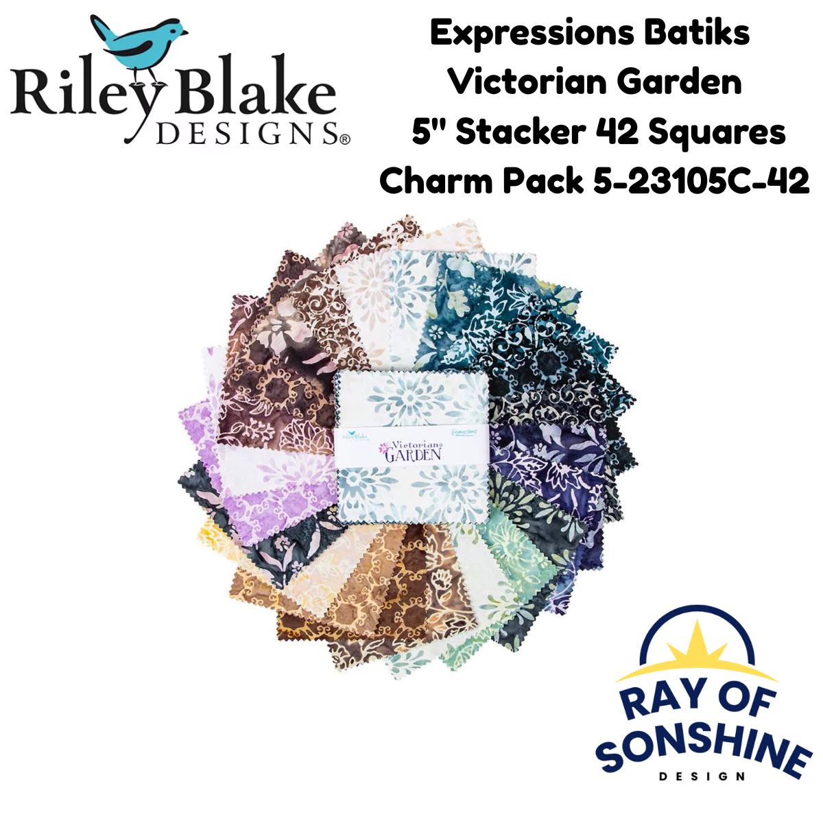 Expressions Batiks Victorian Garden 5" Stacker (Charm Pack) - Riley Blake Designs - Precuts - 5-23105C-42