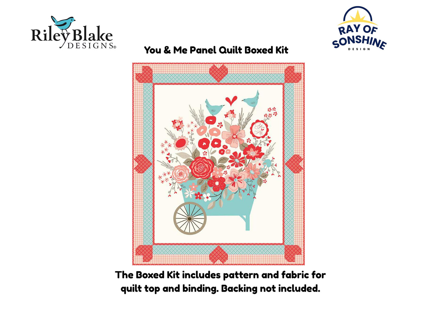 You & Me Panel Quilt Boxed Kit includes pattern and fabric for quilt top and binding. Backing not included.