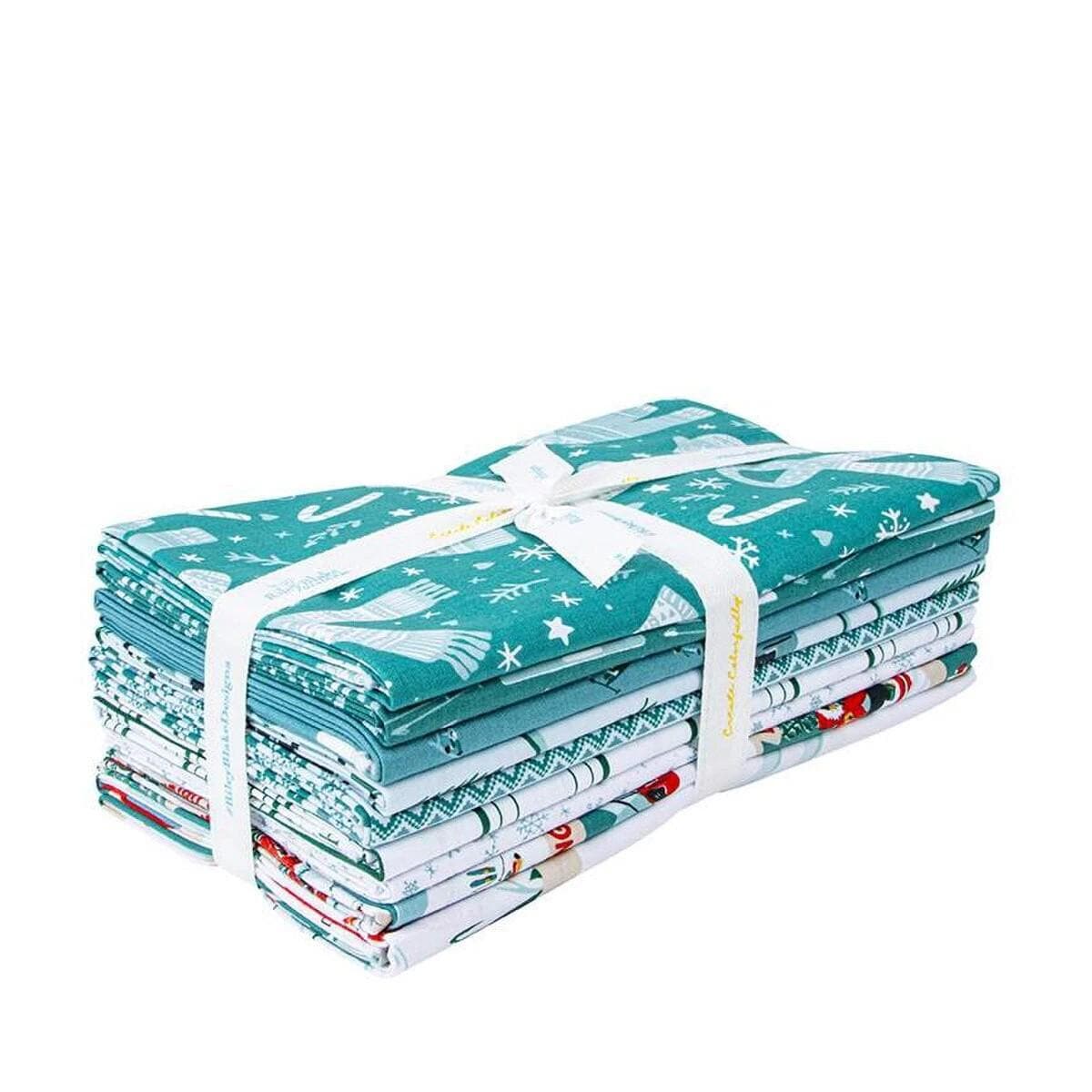 Ski Hill 1 Yard Bundle Teal, 9 Pcs. by Corinne Wells from Riley Blake Designs - Skiing Fabric Bundle - Quilting Fabric