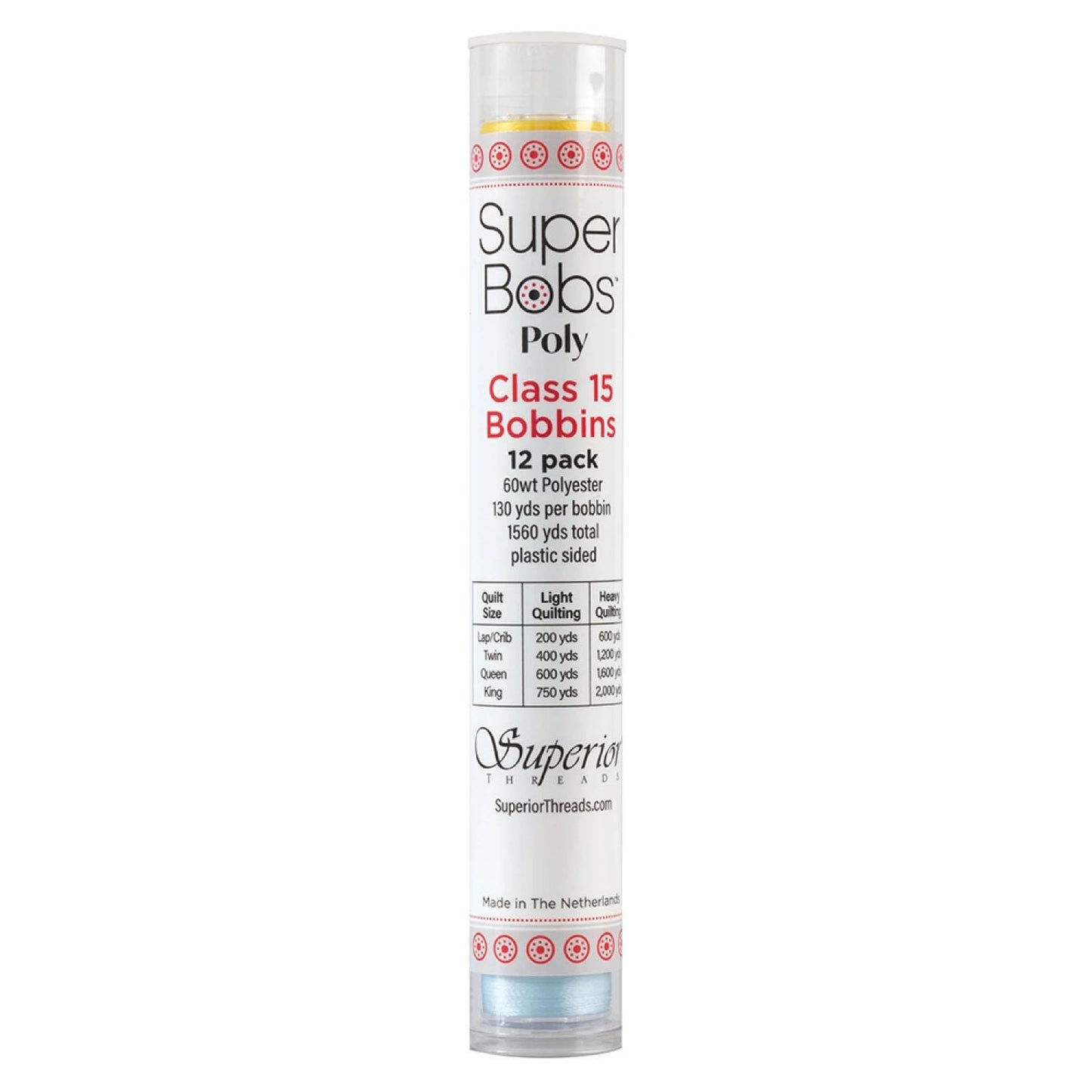 SuperBobs Polyester Bobbin 12pk Class 15 Rainbow 302-12-RBW