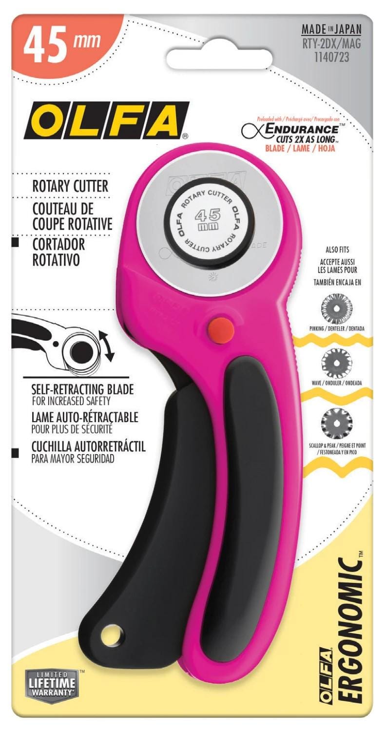 45mm Ergonomic Rotary Cutter Magenta RTY-2DX-MAG