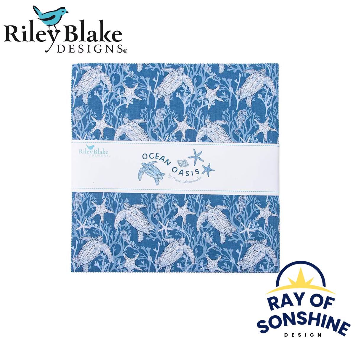 Ocean Oasis Layer Cake 10" Stacker Bundle - Riley Blake Designs - 42 piece Precut Pre cut - Quilting Cotton Fabric - 10-15990-42