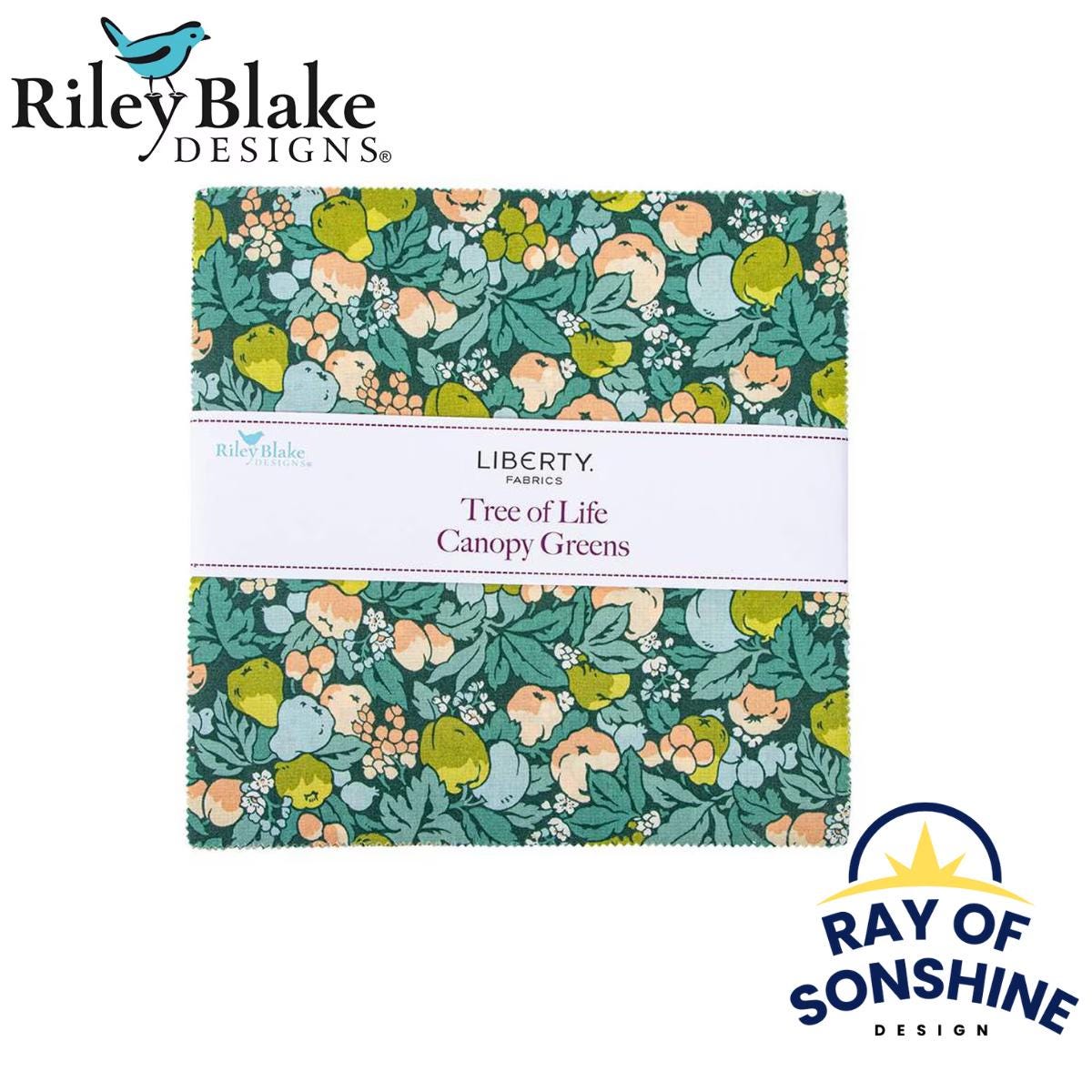 Liberty Tree of Life Canopy Greens Layer Cake 10" Stacker Bundle - Riley Blake Designs - 42 piece Precut - Quilting Cotton Fabric