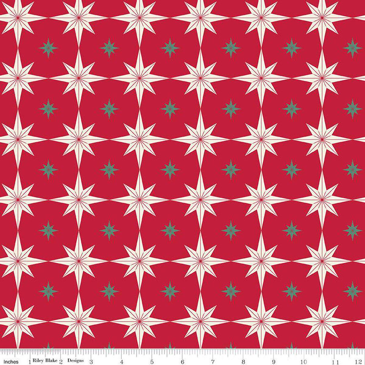 Merry Little Christmas Starbursts Red - Riley Blake Designs - Cotton Fabric by the yard - C14843-RED