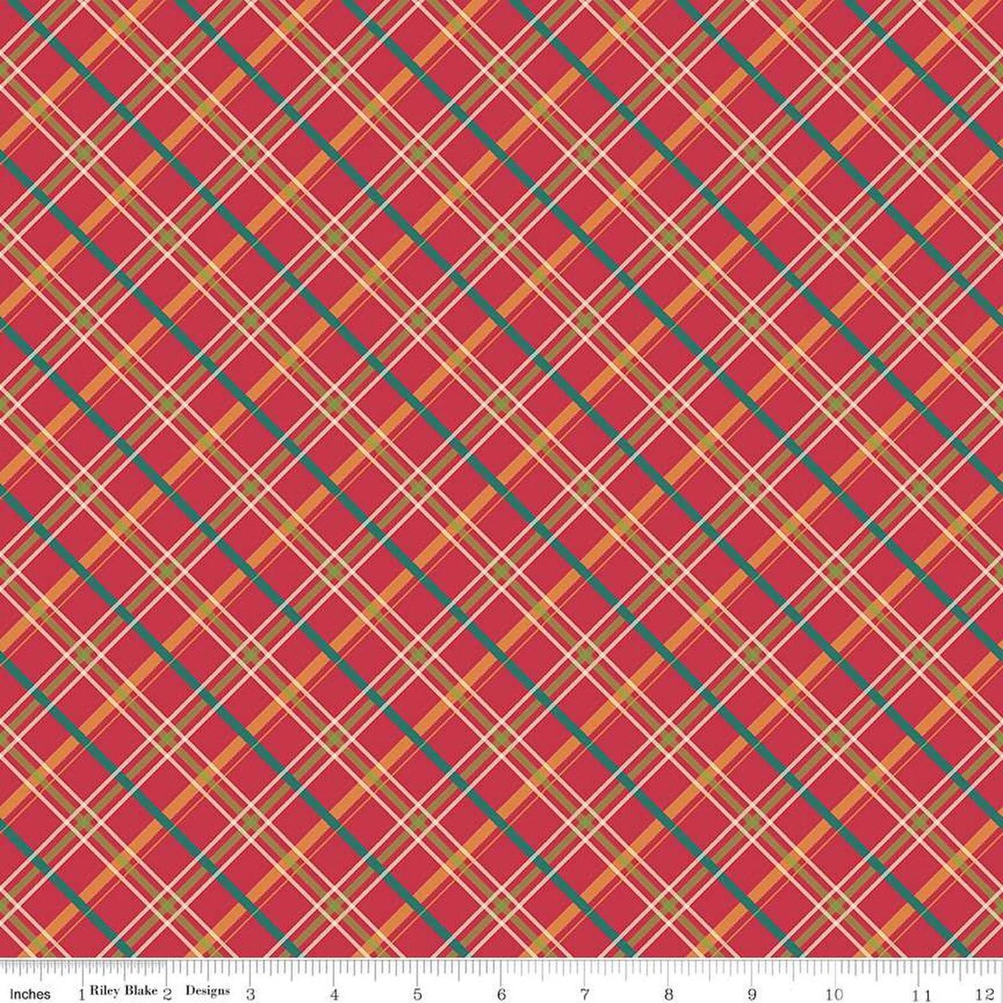CLOSEOUT 3/8 Yard Autumn Afternoon Plaid C14875-Berry - Riley Blake Designs Autumn Afternoon - Cotton Fabric - Fall Multicolored Diagonal