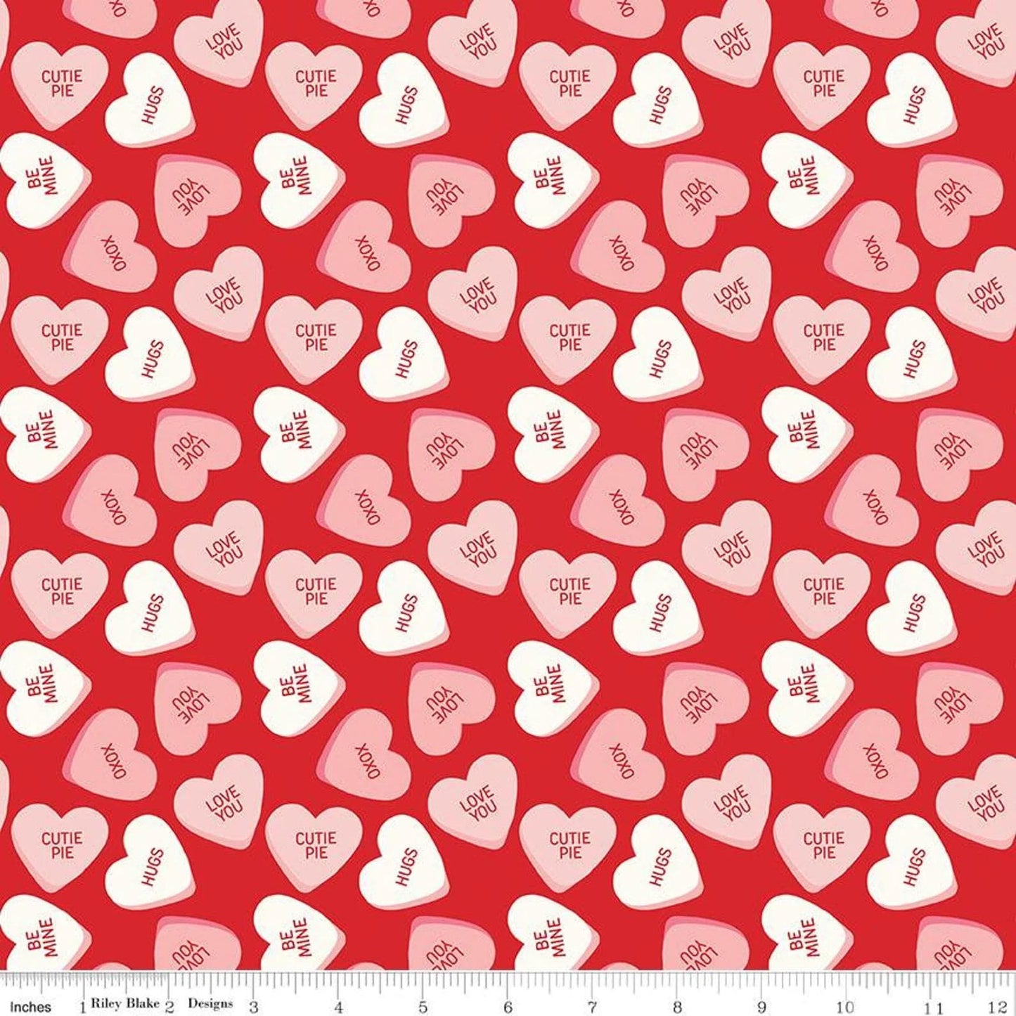 CLOSEOUT - 1 Yard Continuous Sweetheart Main Red by My Mind's Eye for Riley Blake Designs - C15500-RED - Sale Fabric
