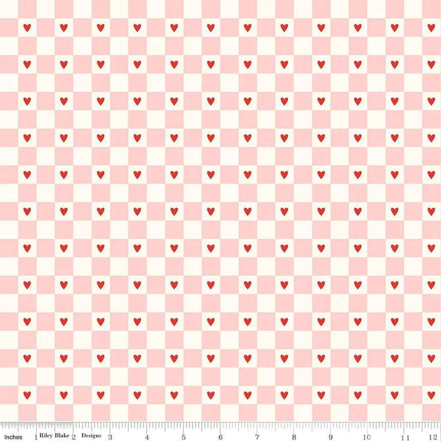 Sweetheart Checks C15501-CREAM by Riley Blake Designs - Valentine's Day - Checkerboard Hearts - Quilting Cotton Fabric by the yard