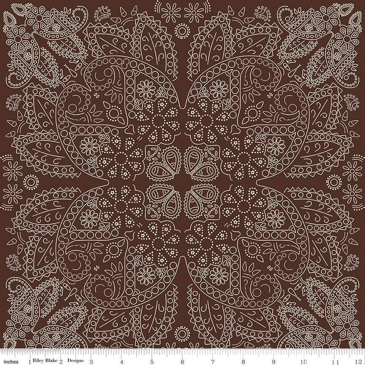 Cowboys Bandana Brown - Riley Blake Designs - Cotton Fabric by the yard - C15493-BROWN