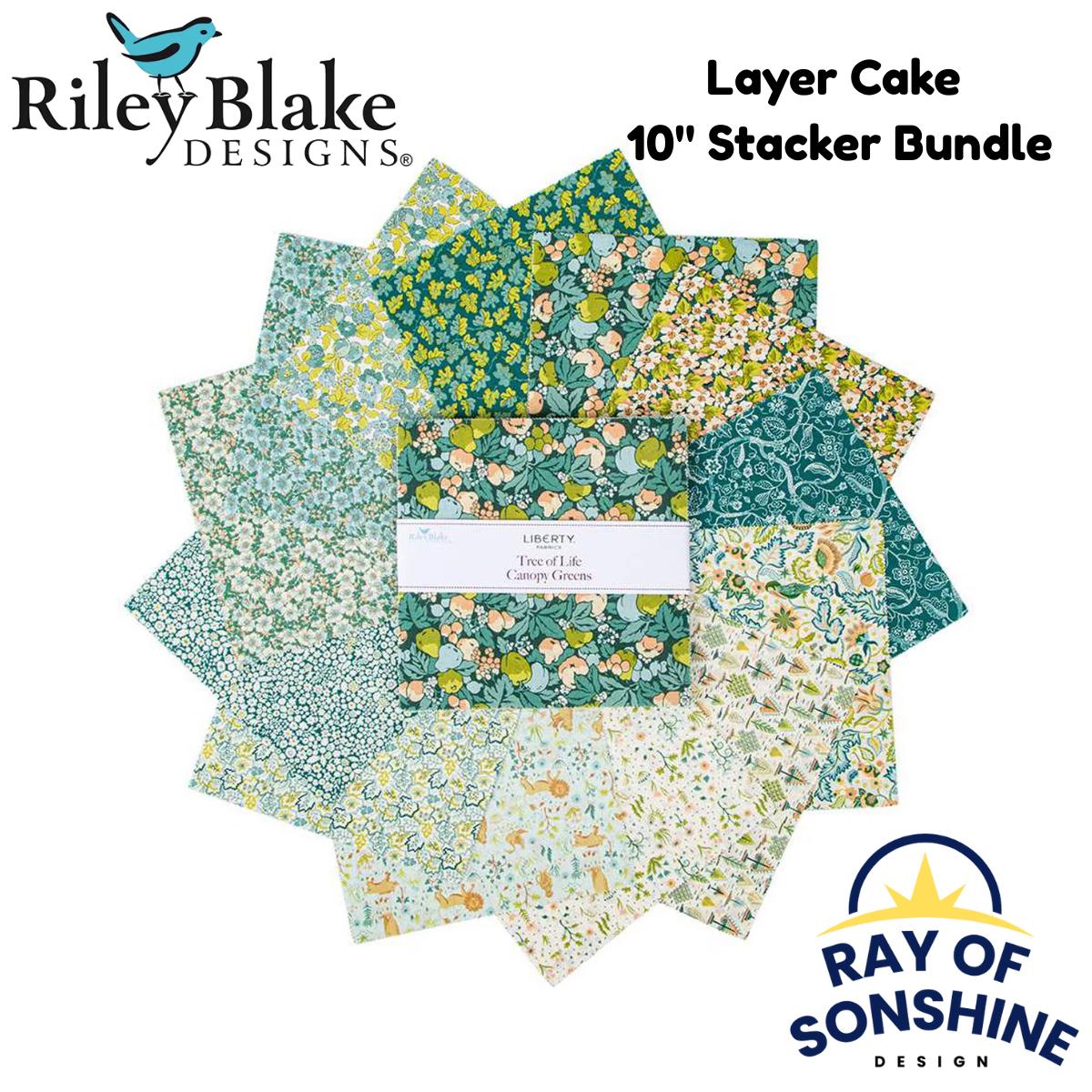 Liberty Tree of Life Canopy Greens Layer Cake 10" Stacker Bundle - Riley Blake Designs - 42 piece Precut - Quilting Cotton Fabric