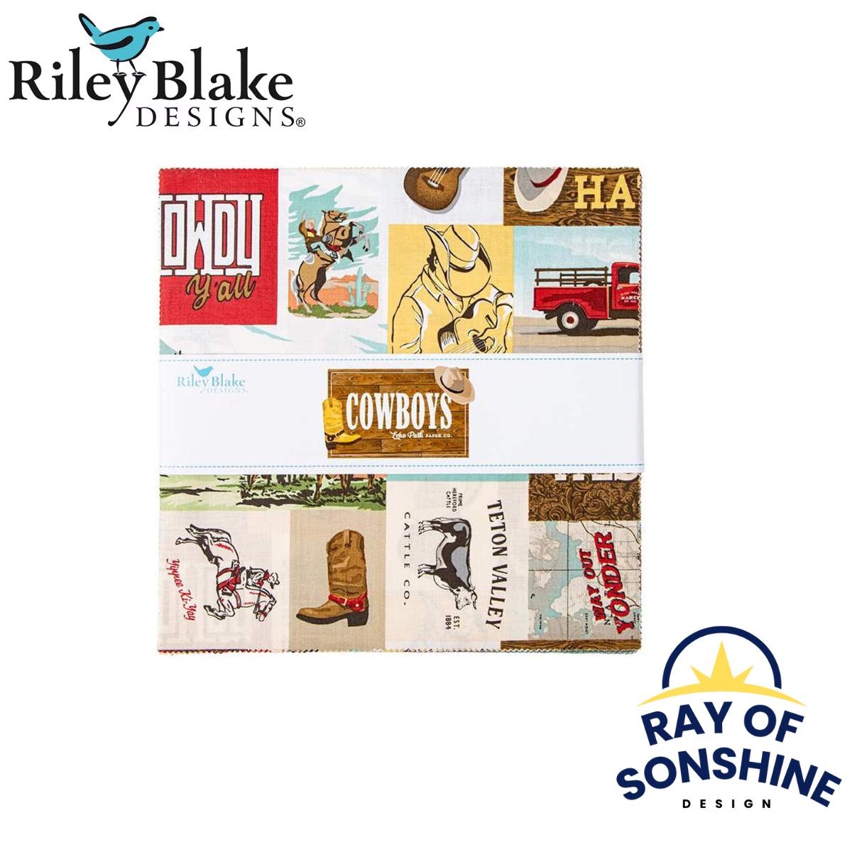 Cowboys Layer Cake 10" Stacker Bundle - Riley Blake Designs - 42 piece Precut Pre cut - Quilting Cotton Fabric