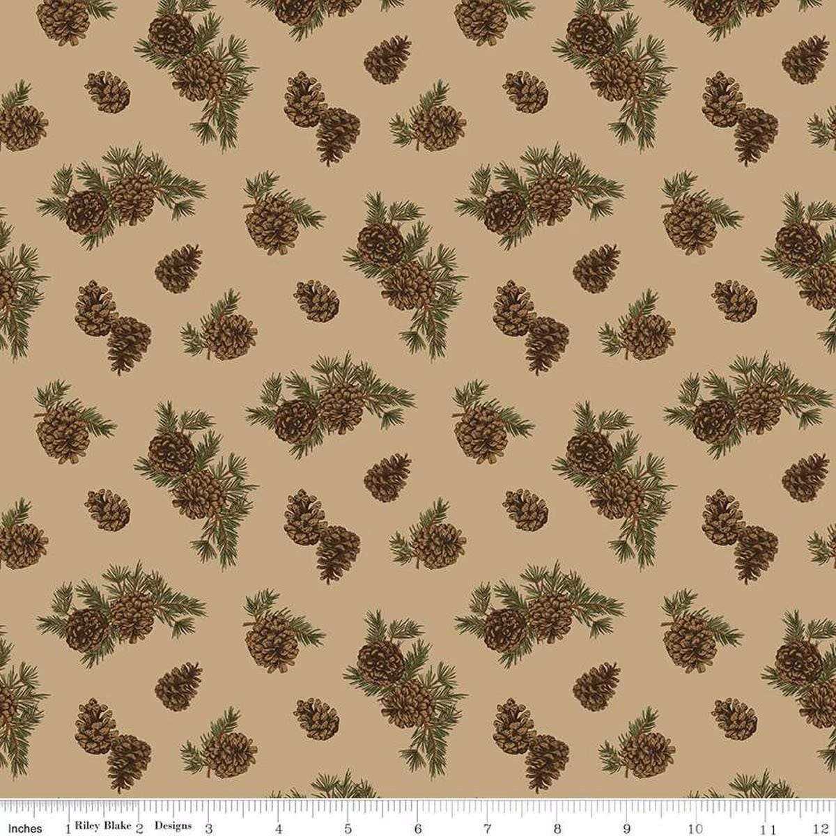 Pine Grove Pinecones Tan - C15933-TAN - Riley Blake Designs - Outdoor Fabric - Cotton Fabric by the yard