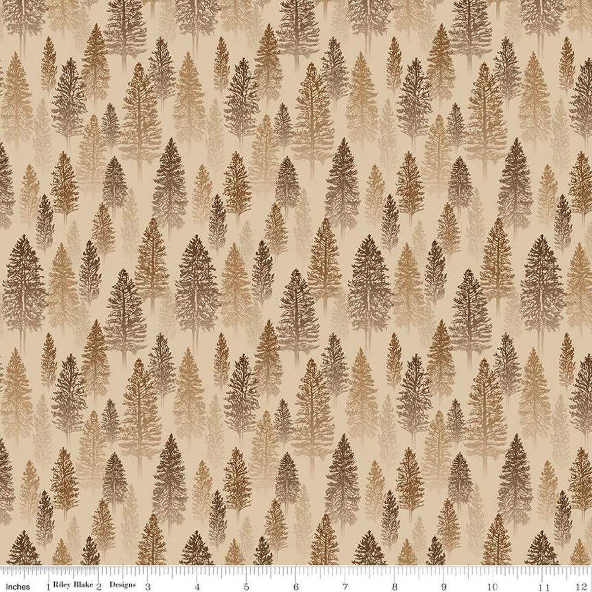 Pine Grove Trees Putty - C15932-PUTTY - Riley Blake Designs - Outdoor Fabric - Cotton Fabric by the yard