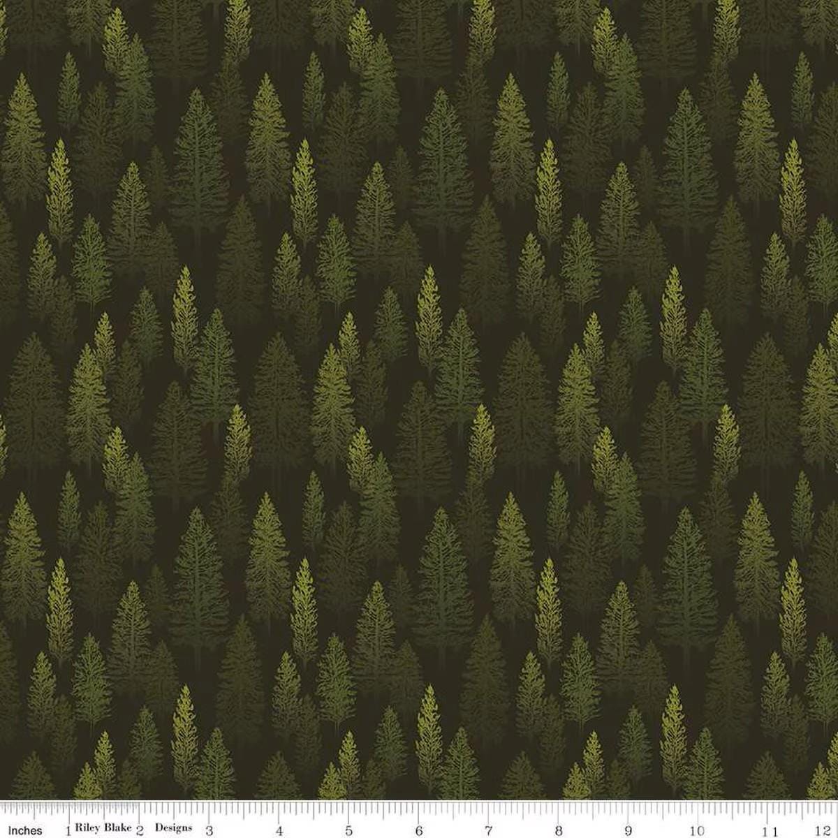 Pine Grove Trees Green - C15932-GREEN - Riley Blake Designs - Outdoor Fabric - Cotton Fabric by the yard