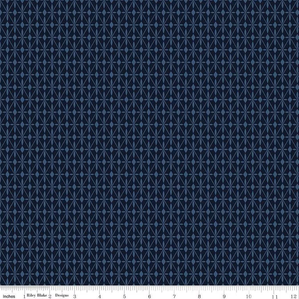Curated Blooms Mosaic Diamonds Midnight - C15344-MIDNIGHT - Riley Blake Designs - Cotton Fabric by the yard