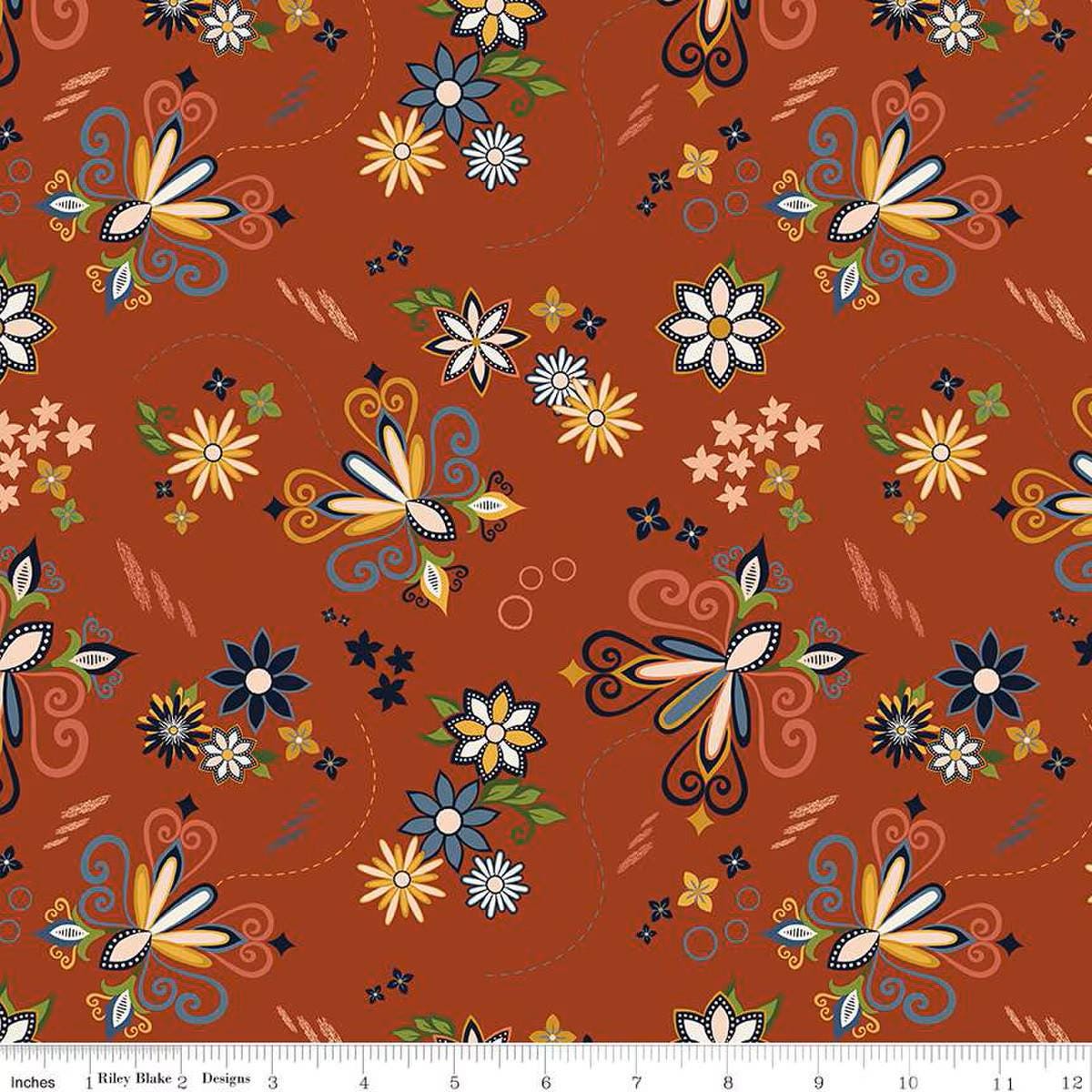Curated Blooms Dance Auburn - C15341-AUBURN - Riley Blake Designs - Nordic Theme - Cotton Fabric by the yard