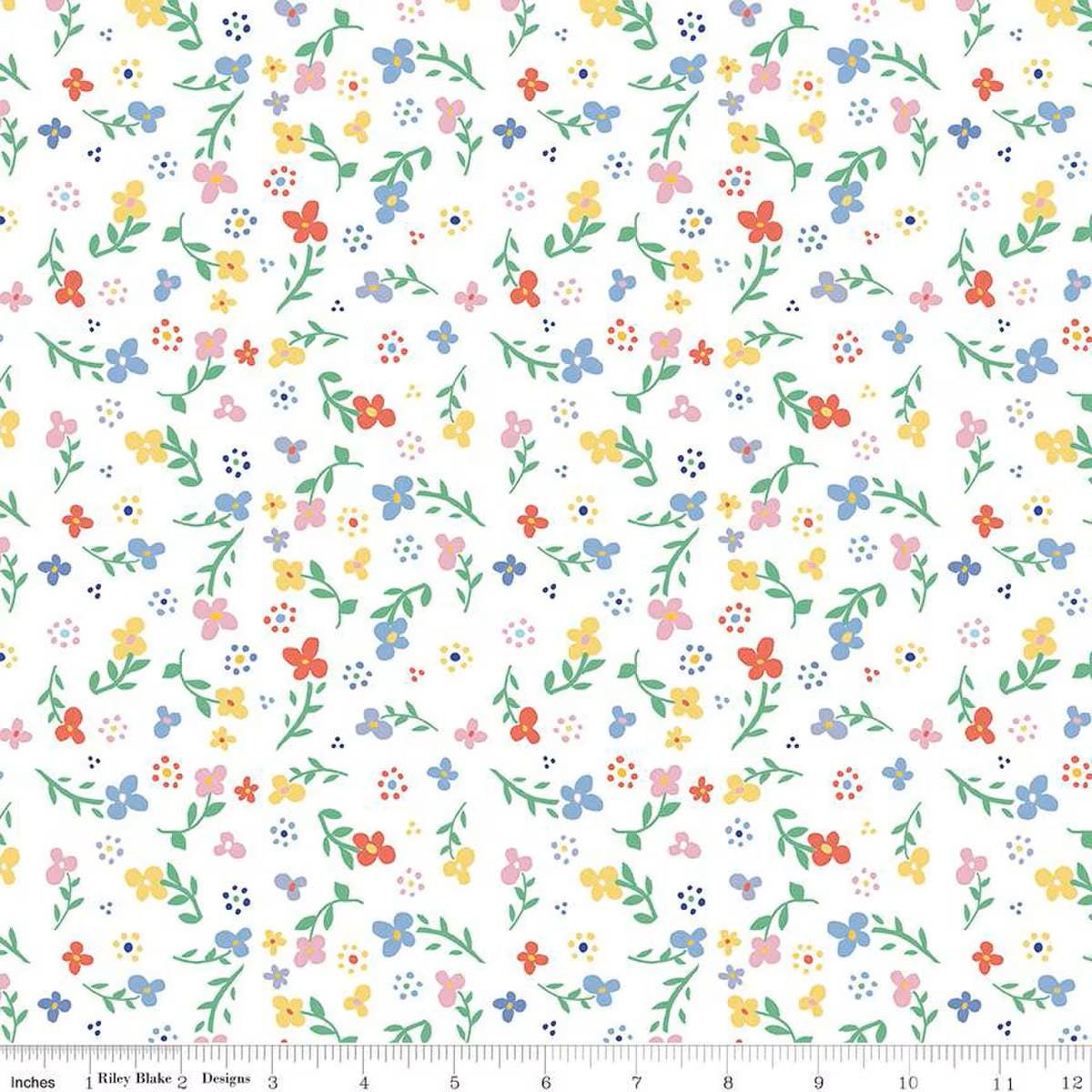 Always in Season Small Floral White - C15101-WHITE - Riley Blake Designs - Floral Fabric - Cotton Fabric by the yard