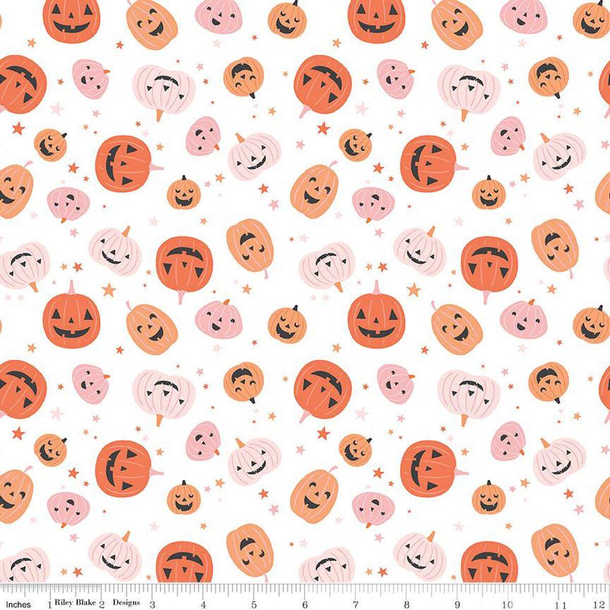 Hey Pumpkin Pumpkins White- C16031-WHITE - Riley Blake Designs - Halloween Fabric - Cotton Fabric by the yard