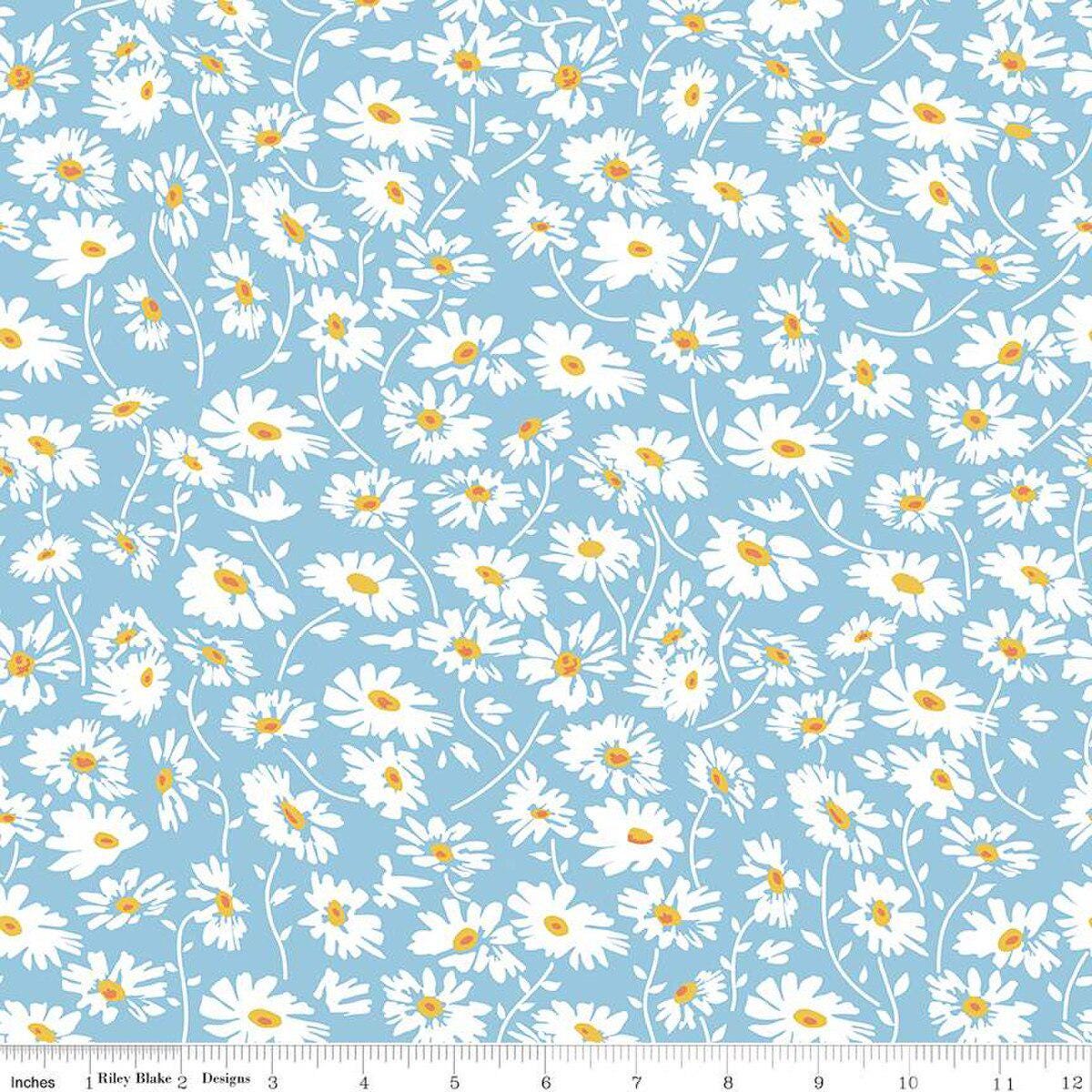 Always in Season Daisy Sky - C15104-SKY - Riley Blake Designs - Floral Fabric - Cotton Fabric by the yard