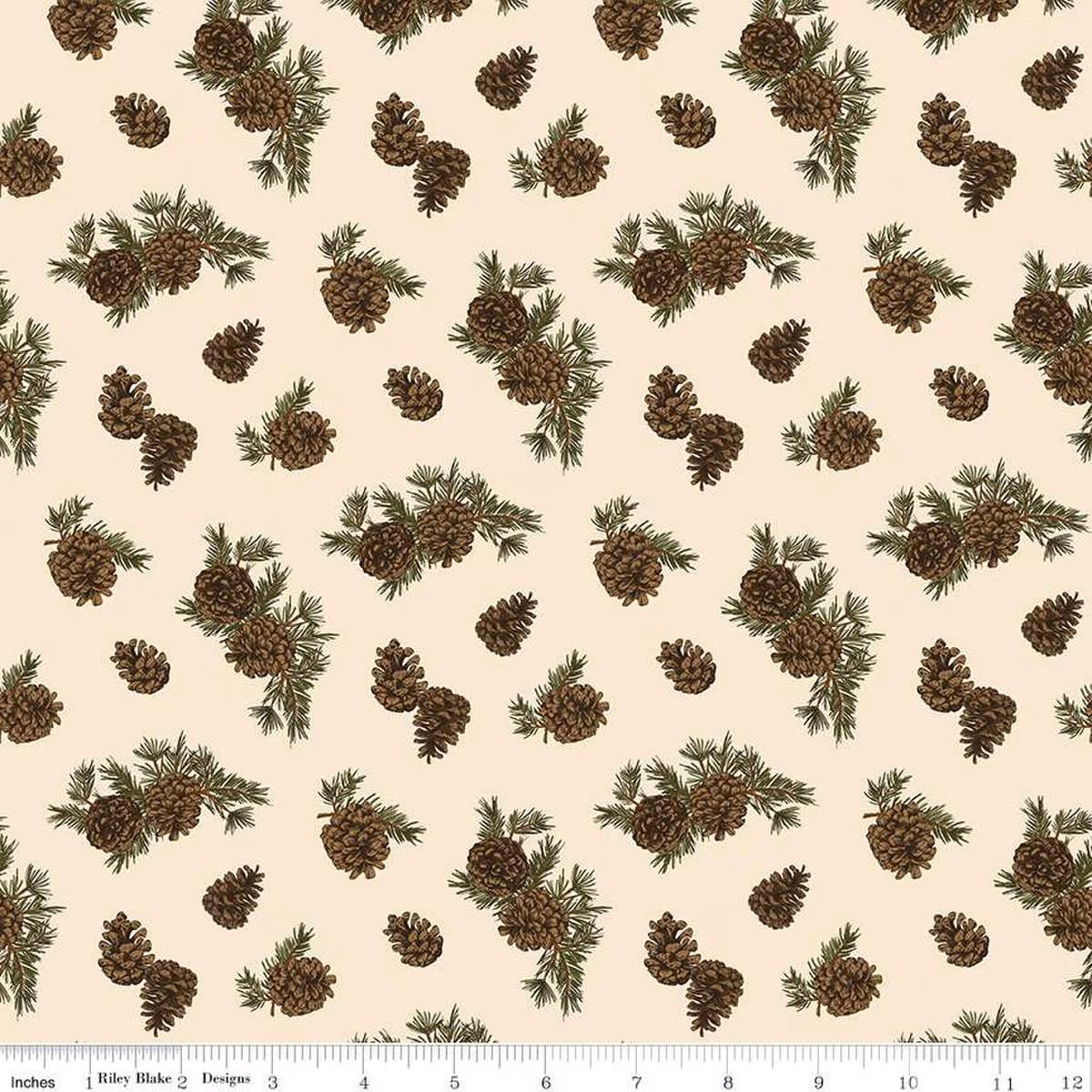 Pine Grove Pinecones Putty - C15933-PUTTY - Riley Blake Designs - Outdoor Fabric - Cotton Fabric by the yard