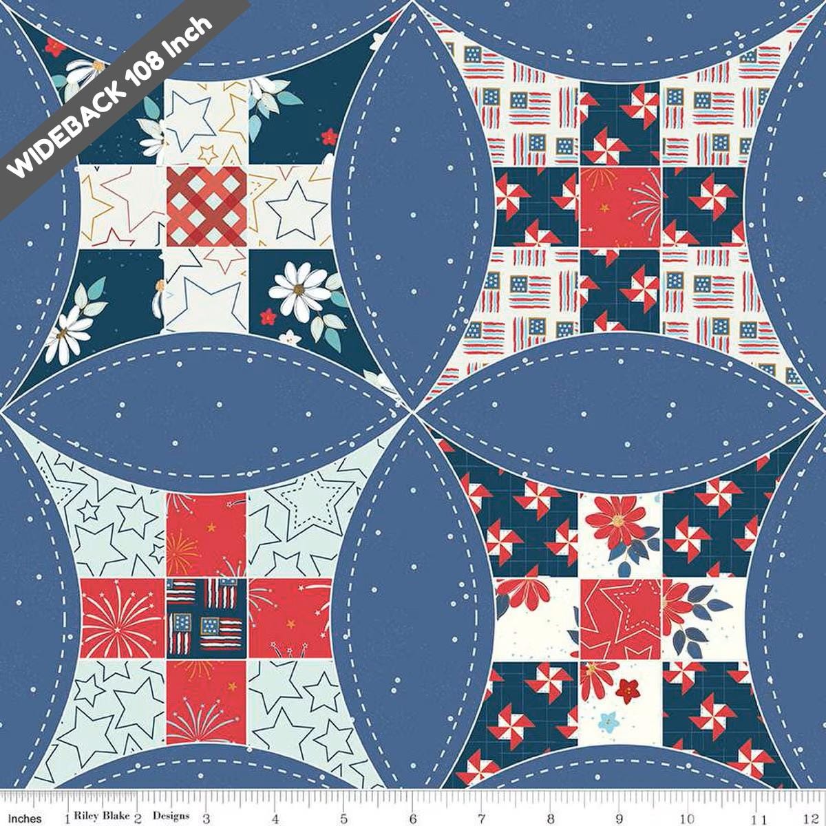 Wide Back Sweet Freedom Denim - WB14418-DENIM - Riley Blake 107/108" Wide - Quilting Cotton Fabric