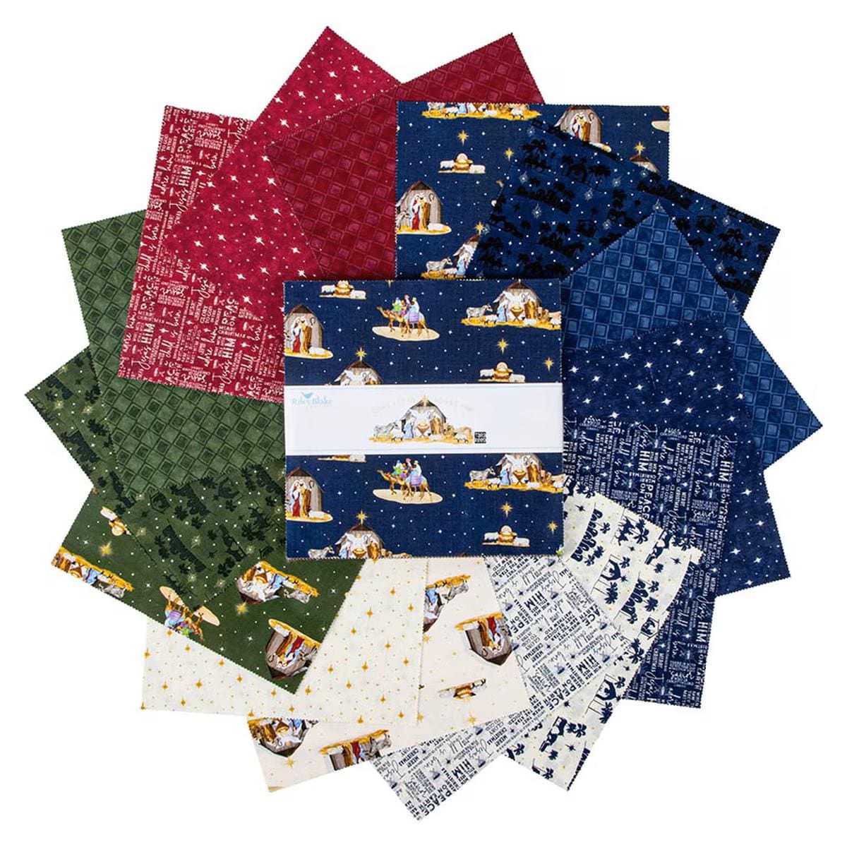 Come Let Us Adore Him Layer Cake 10" Stacker Bundle - Riley Blake Designs - 42 piece Precut - 10-16310-42 - Christmas Fabric