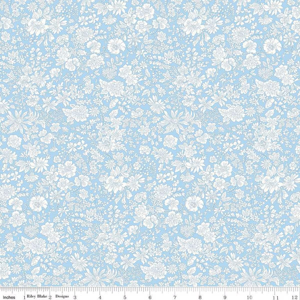 Liberty Fabrics - Emily Belle Blue Sky - Quilting Cotton - 01666408A - Liberty of London by the Yard - Riley Blake