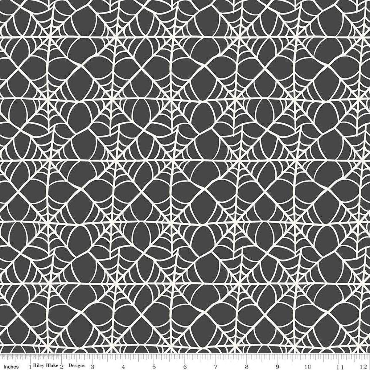 Hey Pumpkin Webs Charcoal - C16033-CHARCOAL - Riley Blake Designs - Halloween Fabric - Cotton Fabric by the yard