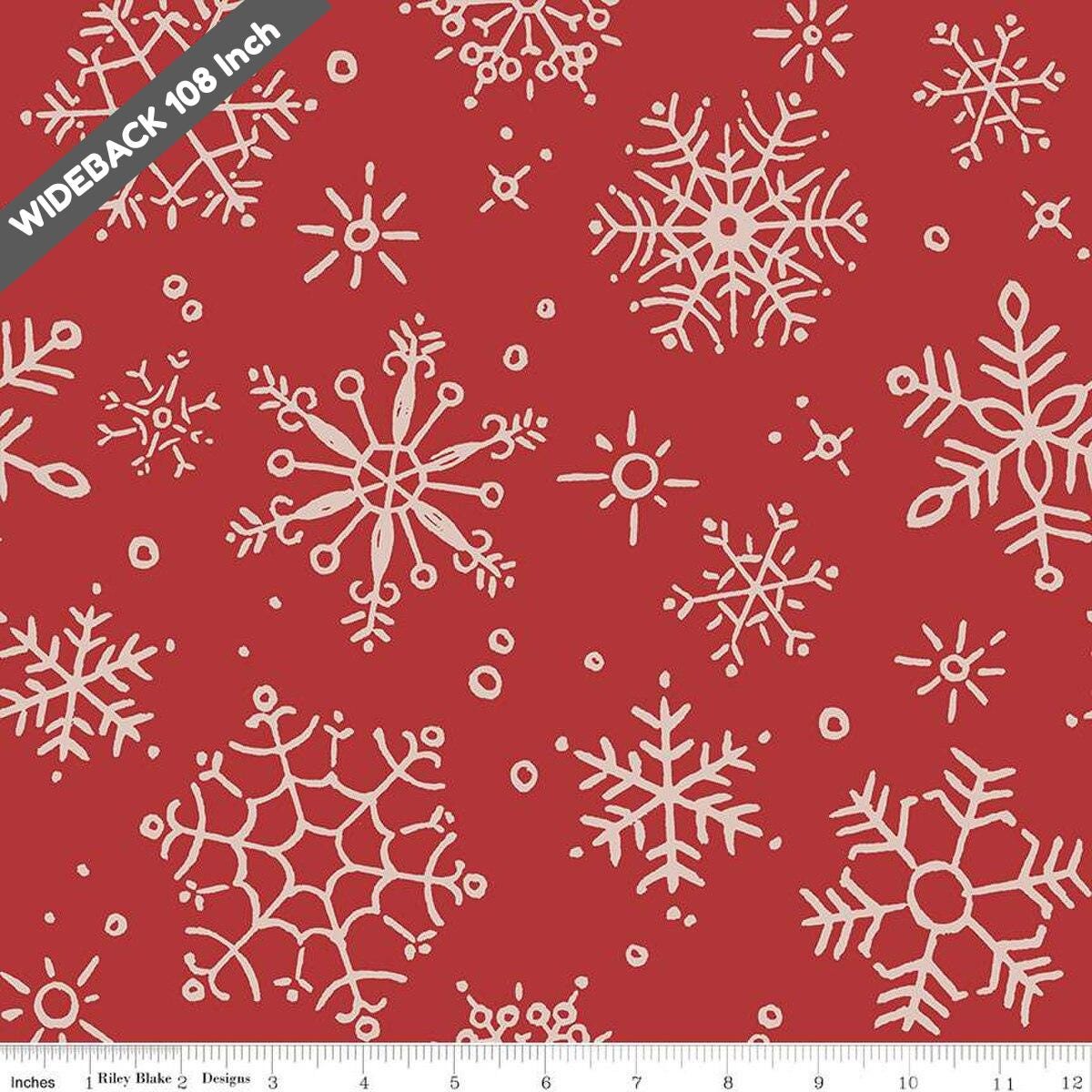 Wide Back Magical Winterland Snowflake Barn Red - WB14949-BARNRED - Riley Blake 107/108" Wide - Quilting Cotton Fabric