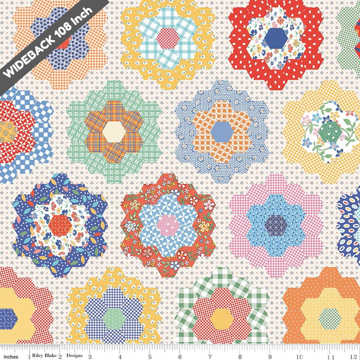Wide Back Always in Season Flower Garden Multi 3-Yard Package - 3YD-WB15110-MULTI - Black Riley Blake 107/108" Wide Quilting Cotton Fabric