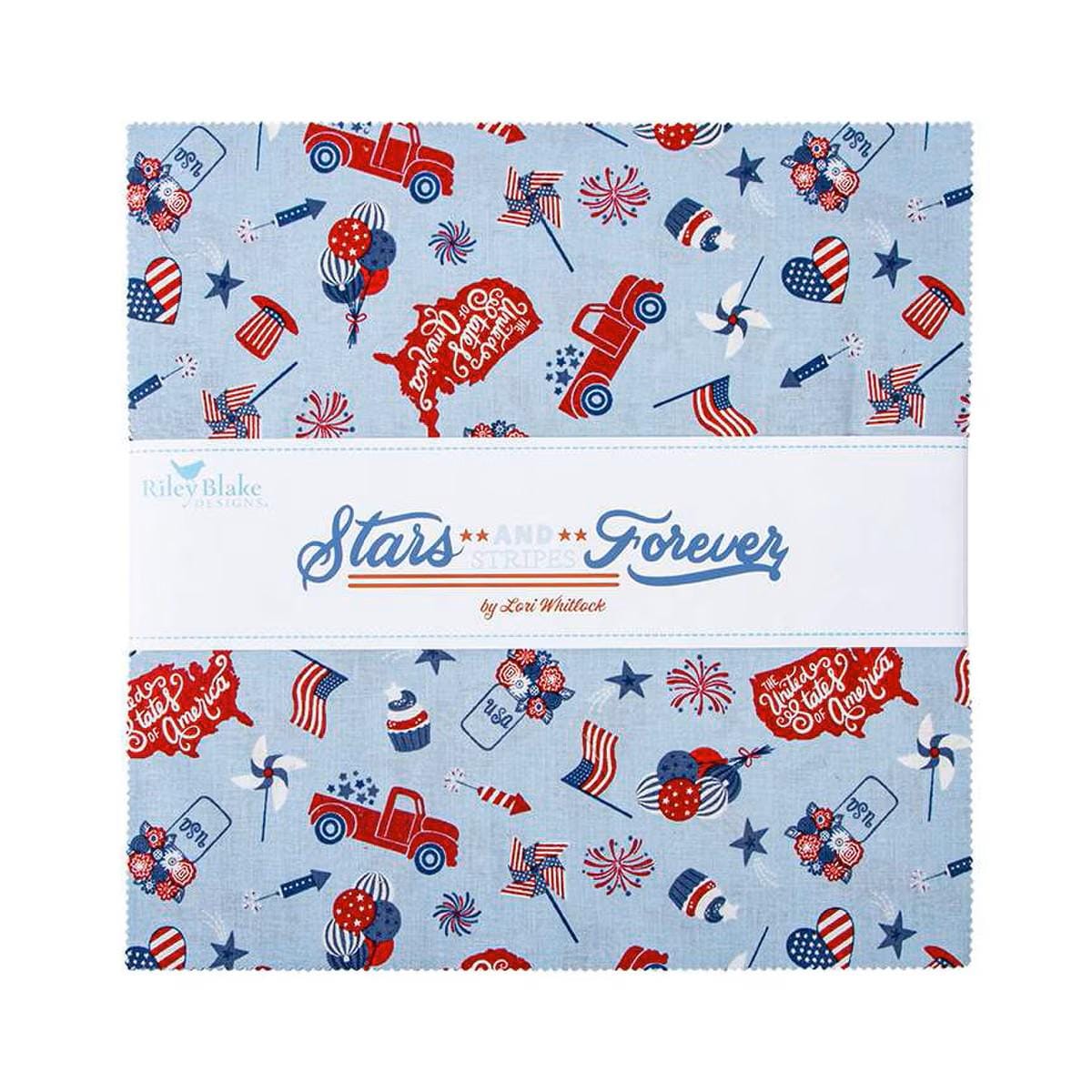 Stars and Stripes Forever Layer Cake 10" Stacker Bundle - Riley Blake Designs - 42 piece Precut - Quilting Cotton Fabric - 10-15710-42