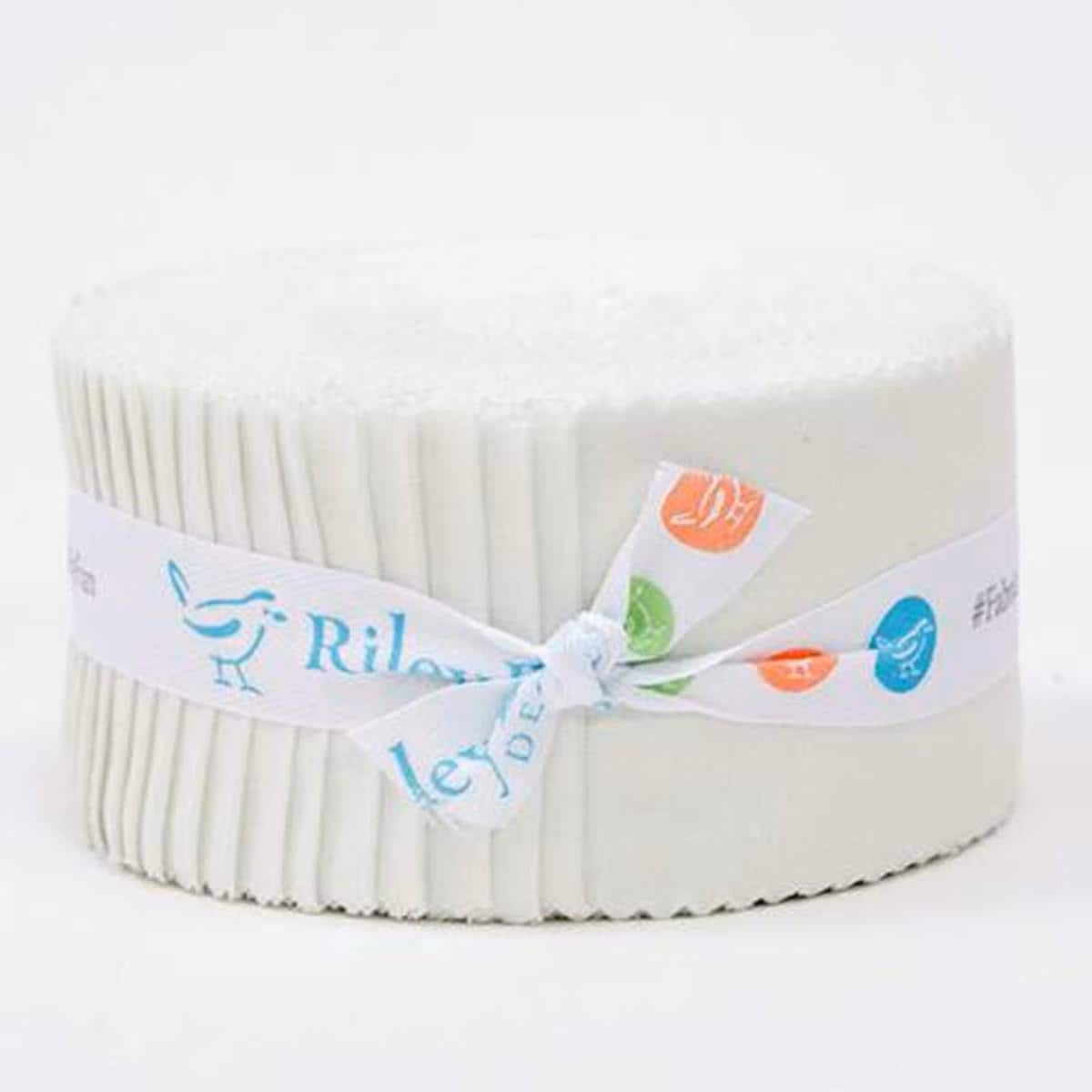 Confetti Cottons - Off White Rolie Polie - Jelly Roll - (40) 2.5" x 42" Strips - Riley Blake Designs - Solid Color - RP-120-OFFWHITE-40