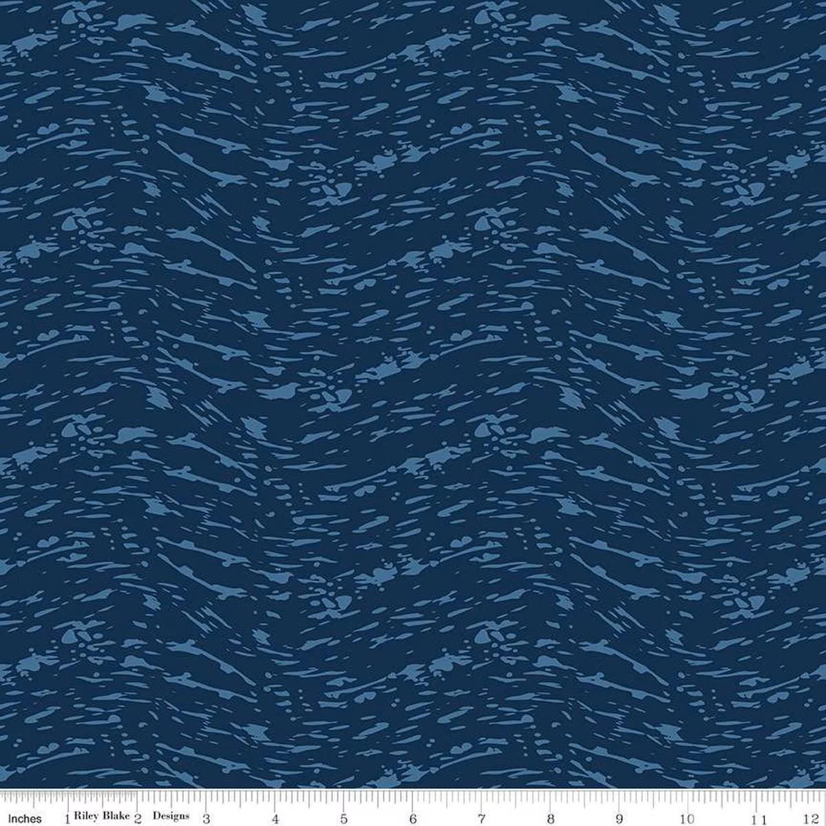 Ocean Oasis Waves Navy - Riley Blake Designs - tone-on-tone water - Cotton Fabric - C15995-NAVY