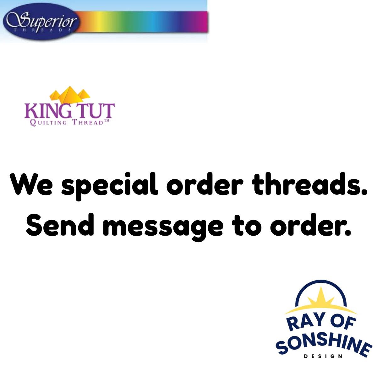 King Tut Cotton Quilting Thread 3 - ply 40wt 2000yds - Longarm Thread - Ray of Sonshine Design