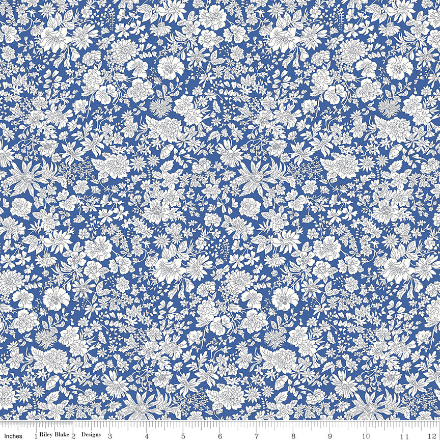 Liberty Emily Belle Collection Cobalt Fabric by the Yard or Fat Quarter - Riley Blake Designs