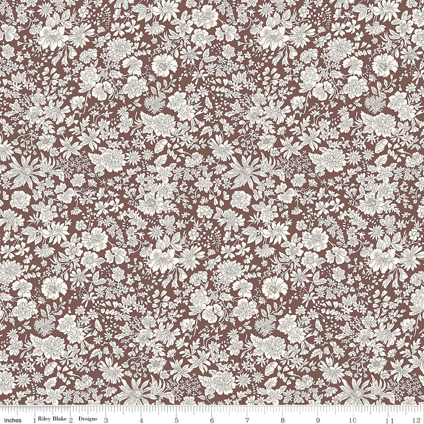 Liberty Emily Belle Chocolate Fabric by the Yard or Fat Quarter - Riley Blake Designs