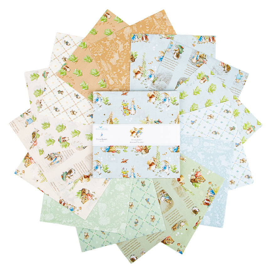 Peter Rabbit and Benjamin Bunny 10 Inch Stacker Riley Blake Designs Precut Fabric Bundle 42 Pieces
