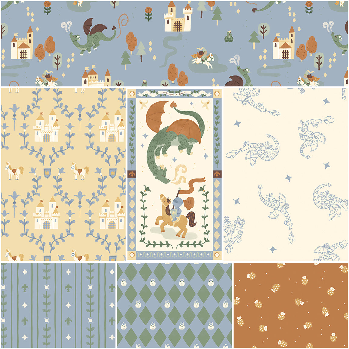 Faraway Kingdom 1-Yard Bundle Sky, 7 Pieces | Riley Blake Designs
