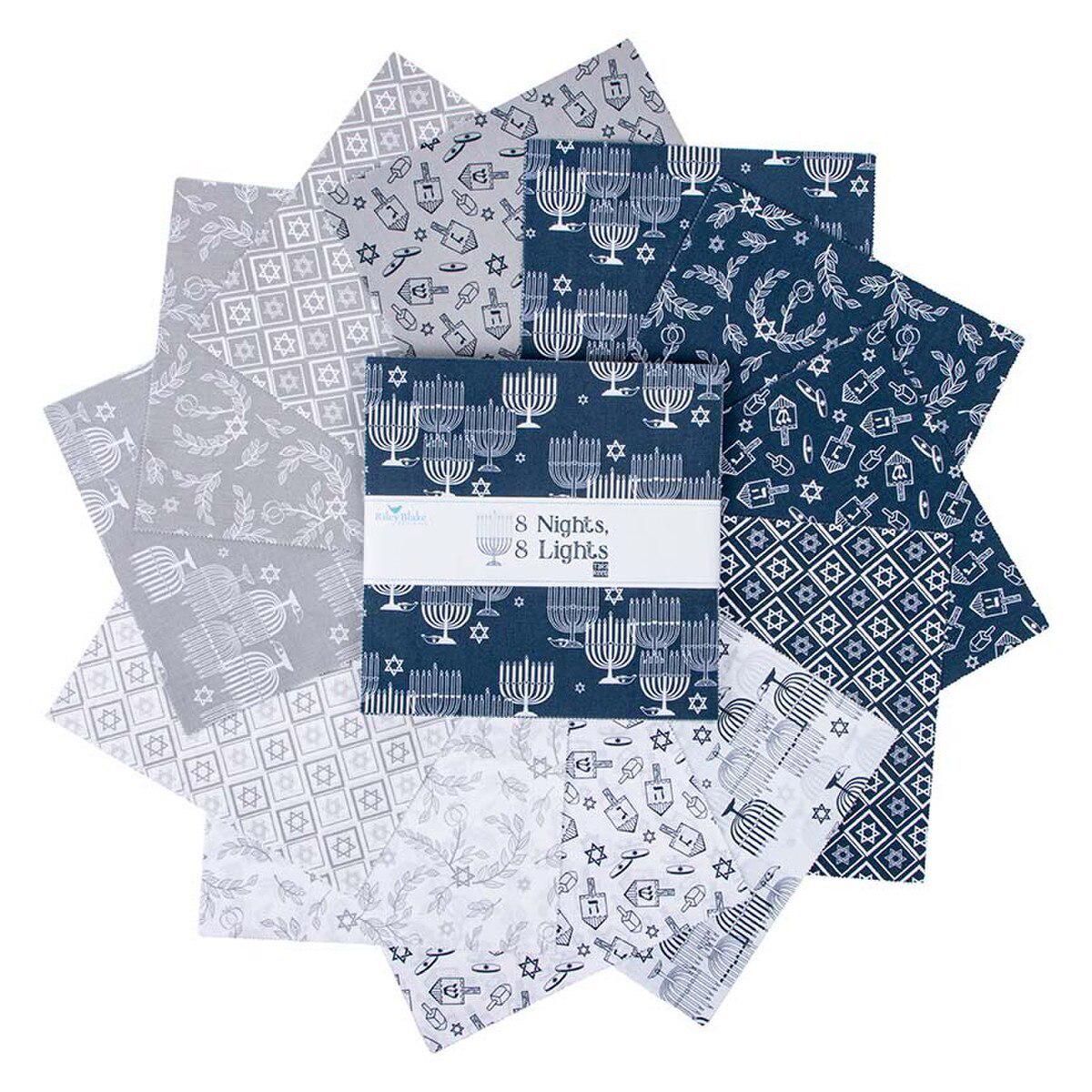 8 Nights, 8 Lights Layer Cake 10" Stacker Bundle - Riley Blake Designs - 42 piece Precut - 10 - 16420 - 42 - Hanukkah Fabric - Ray of Sonshine Design