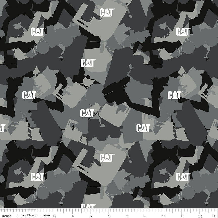 Caterpillar 100 Years Camo Gray Riley Blake Fabric by the Yard