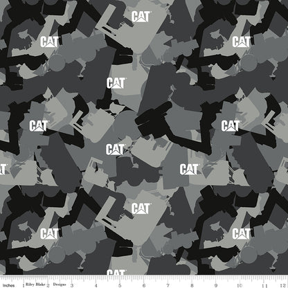Caterpillar 100 Years Camo Gray Riley Blake Fabric by the Yard