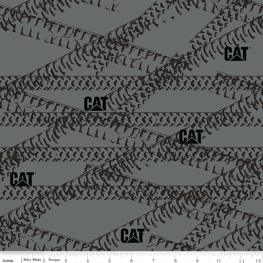 Caterpillar 100 Years Tracks Gray Riley Blake Fabric by the Yard
