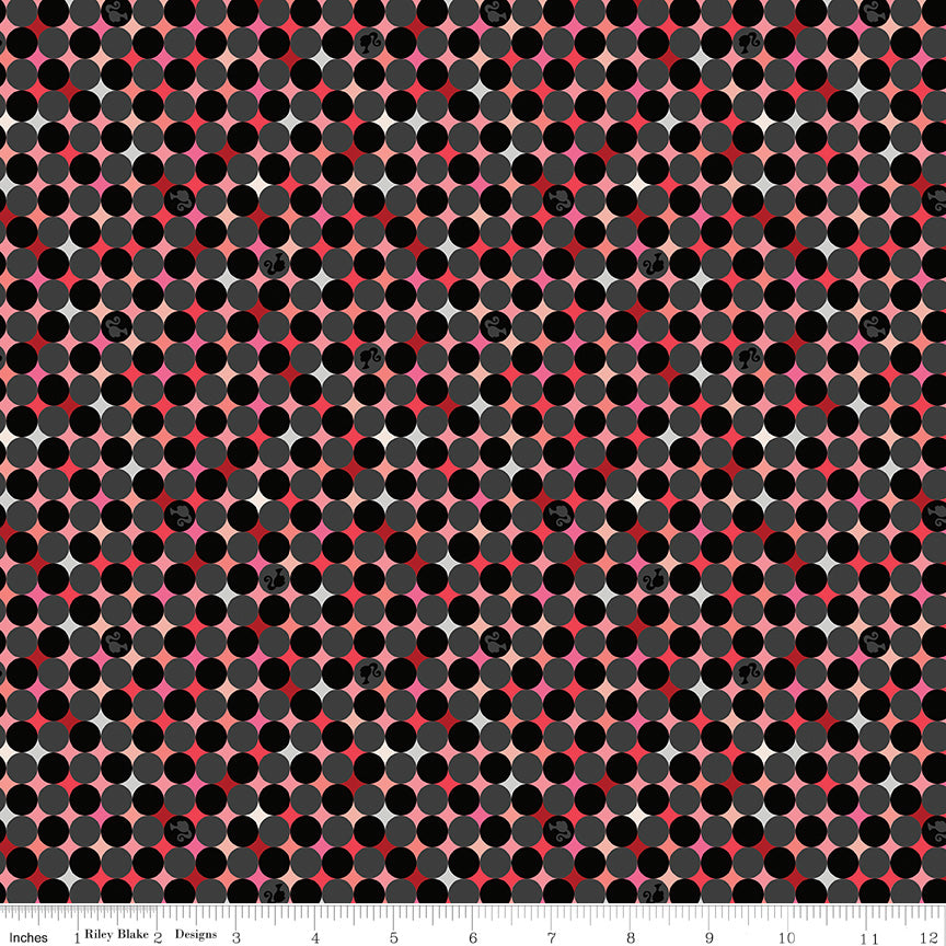 Barbie Vintage Sparkle Dots Black Riley Blake Fabric by the Yard