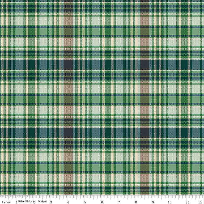 Plaid-Venture Club Fisher Green Riley Blake Designs Fabric by the Yard